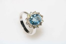 Aquamarine and diamond cluster ring, the 2.