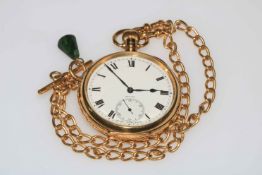 18 carat gold Zenith gentleman's pocket watch and albert chain,