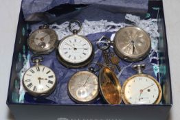 Collection of five silver pocket watches and other (6).