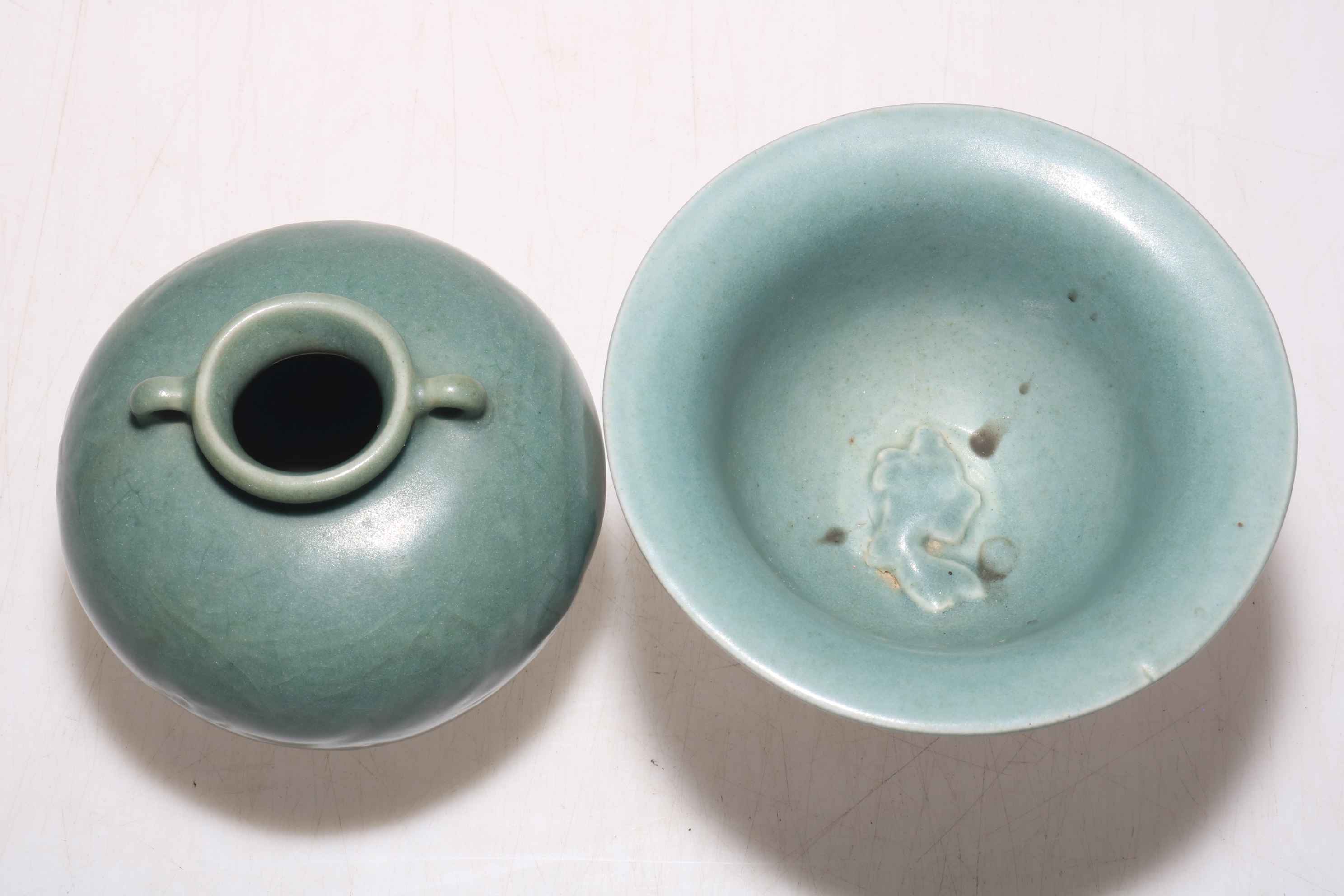 Chinese Celadon stemmed cup and vase. - Image 3 of 4