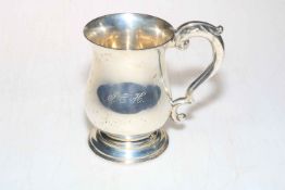 Silver tankard engraved with initials JEH, Sheffield 1950.