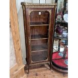 Continental rosewood and gilt mounted marble inset top vitrine, 151cm by 61cm by 37cm.