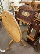 Victorian walnut overmantel mirror and circular pine breakfast table (2).