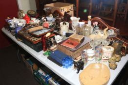 Collection of Ringtons, Murano clown, plates, carved animal figures, vintage biscuit jar,