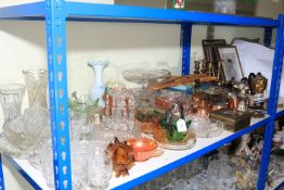Metalwares, coloured glass, tin, prints, etc.