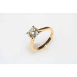 18 carat yellow gold brilliant cut diamond solitaire ring, diamond 1.54 carats, size M/N.