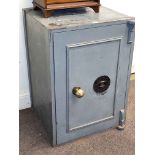 Phillips & Son, Birmingham floor safe and key, 86.5cm by 61cm by 59.5cm.