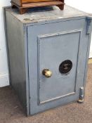 Phillips & Son, Birmingham floor safe and key, 86.5cm by 61cm by 59.5cm.