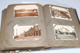 Postcard album housing a number of The Monarch Series inc Seaham, Dudley War Memorial, Wolsingham,