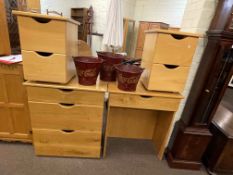 Contemporary four piece bedroom suite comprising three drawer chest,