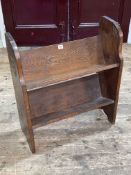 Ecclesiastical oak two tier book stand, 72cm by 62cm by 26cm.