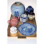 Chinese pottery including vases, prunus ginger jar, teapot, plate, etc.