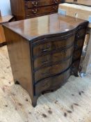 Mahogany serpentine front chest having brush slide above four long drawers on splayed legs,