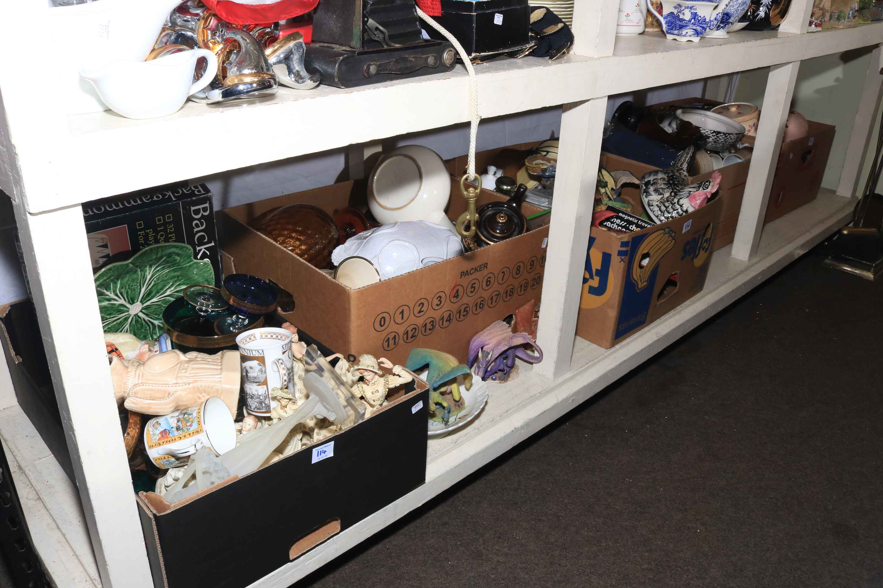 Five boxes of porcelain, glass, sculptures, games, etc. - Image 2 of 2