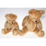 Two Farnell Alpha teddy bears (one growler), 29cm & 45cm high.