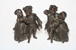 Near pair of 19th Century bronze sculptures of children in period dress.