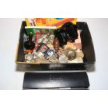 Box of collectables including watches, Swarovski and other glass, etc.