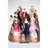 Eight Coalport ladies, Royal Doulton 'Morning Ma'am', Doctor and Dinky Do, and small character jug.