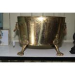 Brass claw feet coal bin, 30cm high.