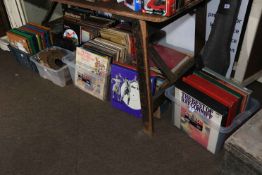 Collection of LP records, albums, singles, violin, etc.