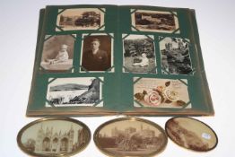 Edwardian postcard album and albumen framed photographs.