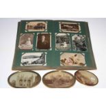 Edwardian postcard album and albumen framed photographs.