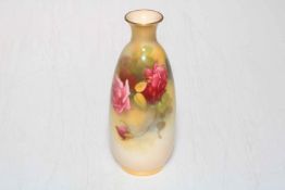 Royal Worcester hand painted rose vase, c1922, 14cm high.