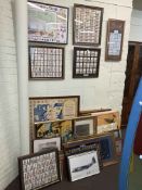Large collection of pictures including framed cigarette cards, military interest, etc.