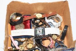 Box of assorted wristwatches.