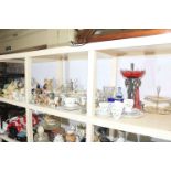 Ruby glass epergne, Victorian porcelain, figurines, glass, etc.