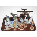 Aviation desk clock and barometer, Lladro and Nao Geese,