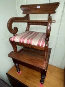 Victorian mahogany bar back child's chair on removable stand.