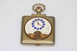 Vintage Helodomas 8 Jours enamel faced pocket watch.