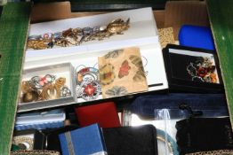 Box of costume jewellery, wristwatches, etc.