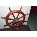 An eight spoke and a six spoke ships wheels, 52cm and 86cm (2).