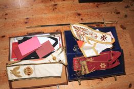 A very good collection of Masonic regalia inc sword with scabbard, Knights Templar ceremonial ware,