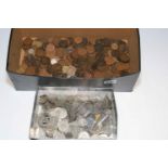 Box of coins and tokens.