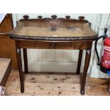 Early 20th Century oak shaped top single drawer side table with carved border, 84.