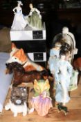 Royal Doulton figurines, Wedgwood 'Adoration', Sylvac Terrier, Waterford clock, carriage clock, etc.
