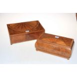 Walnut and satinwood inlaid jewellery box and a mahogany satinwood inlaid box.