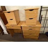 Contemporary four piece bedroom suite comprising three drawer chest,