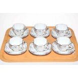 Set of six Shelley cabinet cups and saucers, 11498.