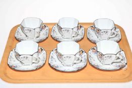 Set of six Shelley cabinet cups and saucers, 11498.