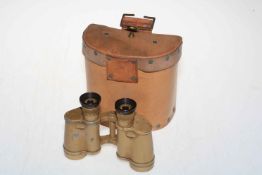 Pair of WWII Dienstglas 6x30 desert binoculars with case stamped JBB 1940.
