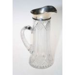 Cut glass carafe jug with silver mount.