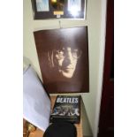 Beatles memorabilia including John Lennon Imagine gold record, canvas, Failsworth beret hat,