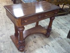 Victorian mahogany two drawer washstand, 76cm by 93cm by 49cm.