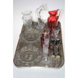 Waterford Crystal pair of plates and candlesticks, vase, fish and other glass.