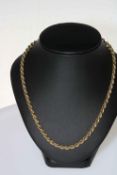 Two tone 18 carat gold rope twist necklace.