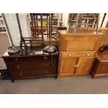 Stag Minstrel three drawer chest and Mid Century walnut bureau (2).